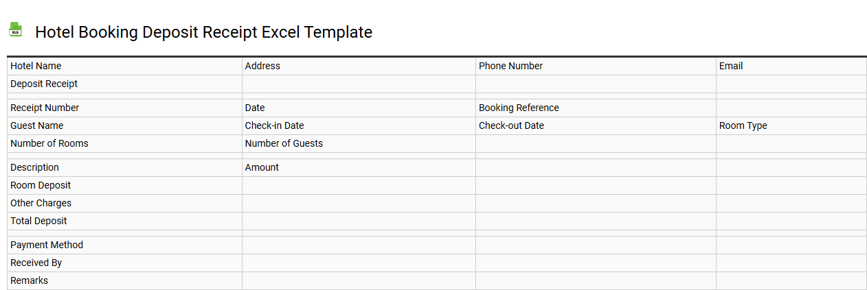 Hotel booking deposit receipt Excel template