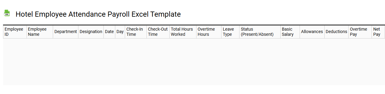 Hotel employee attendance payroll Excel template