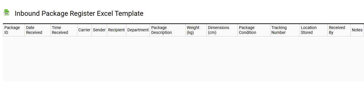 Inbound package register Excel template