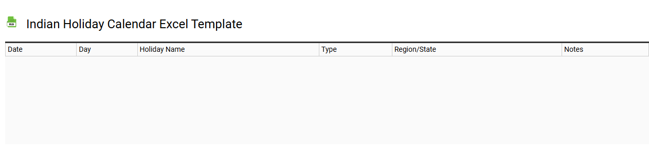 Indian holiday calendar Excel template