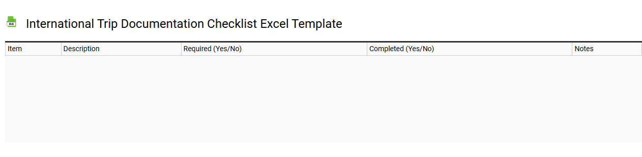 International trip documentation checklist Excel template