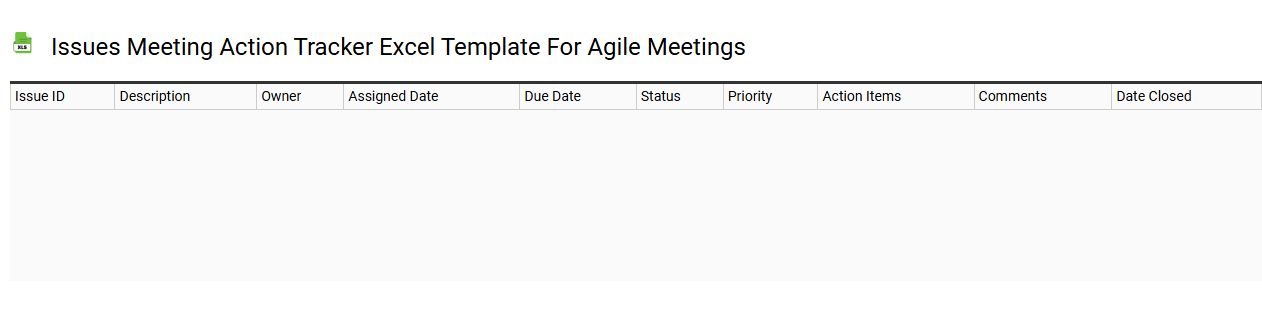 Issues meeting action tracker Excel template for agile meetings