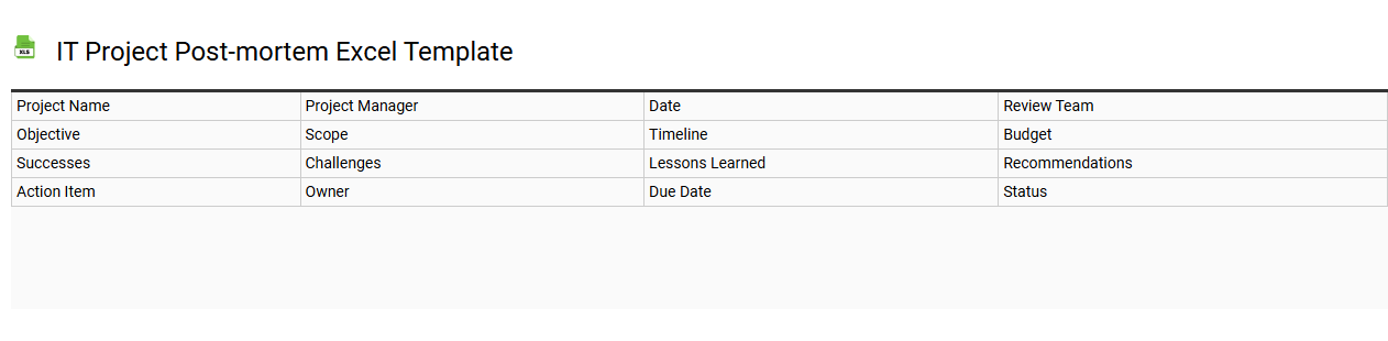 IT project post-mortem Excel template