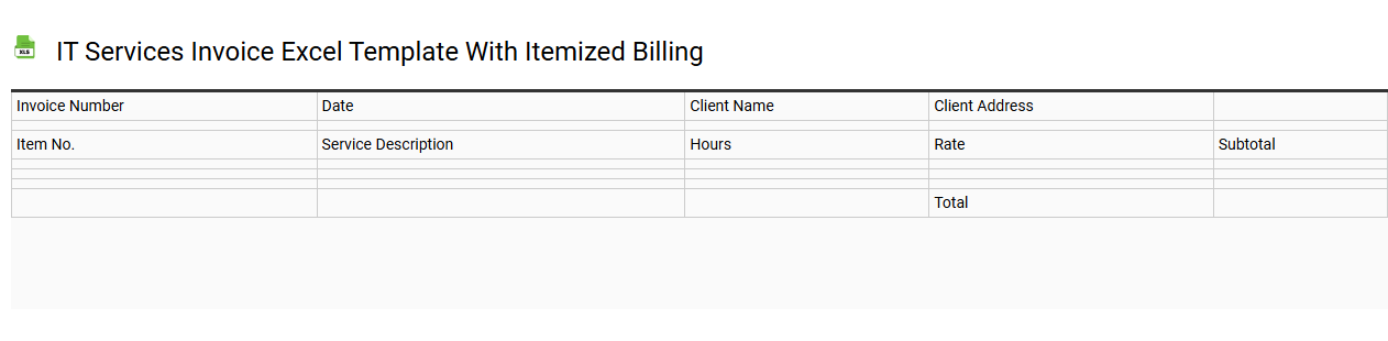 IT services invoice Excel template with itemized billing