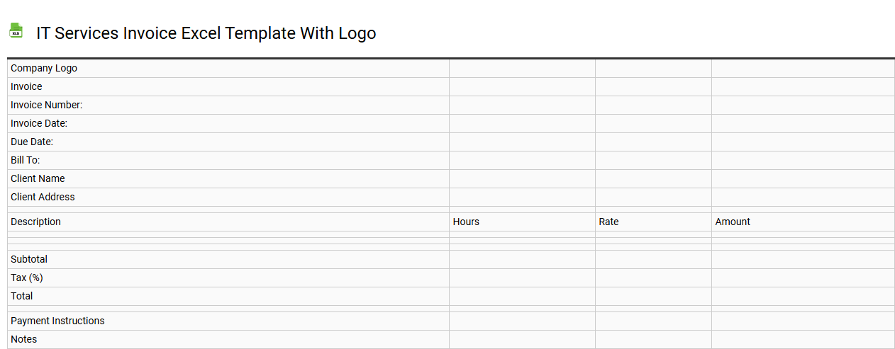 IT services invoice Excel template with logo