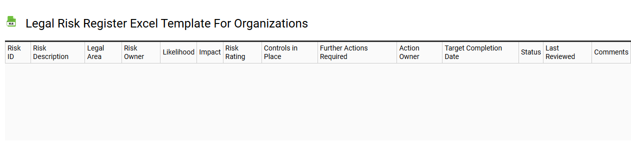 Legal risk register Excel template for organizations
