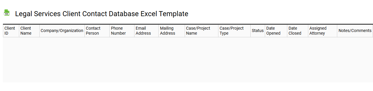 Legal services client contact database Excel template
