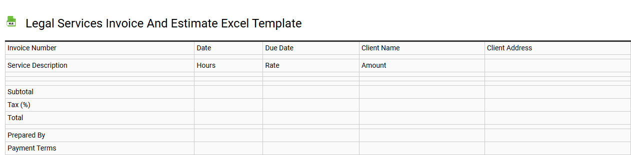 Legal services invoice and estimate Excel template