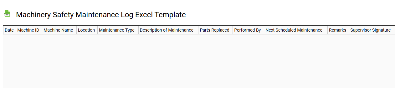 Machinery safety maintenance log Excel template