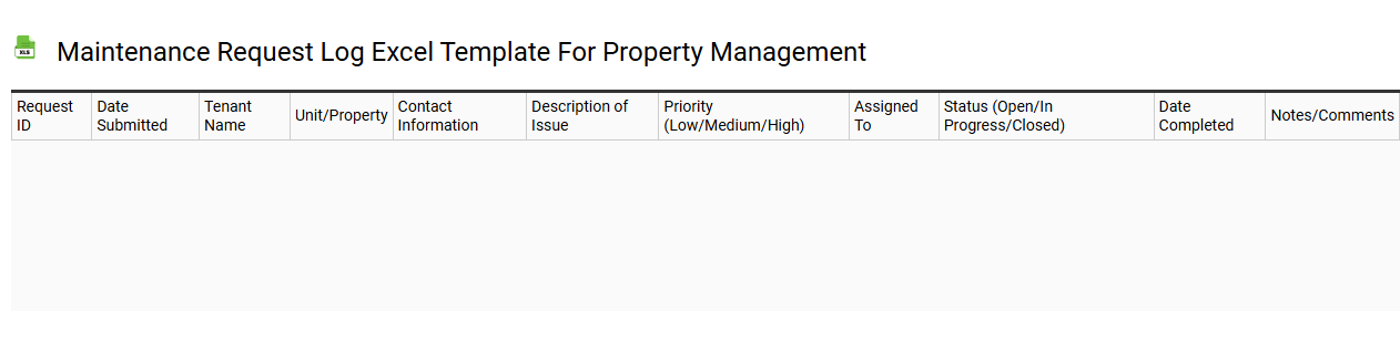 Maintenance request log Excel template for property management