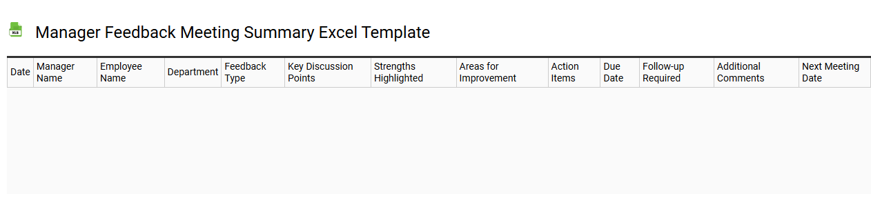 Manager feedback meeting summary Excel template