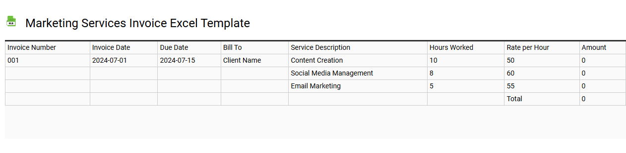 Marketing services invoice Excel template