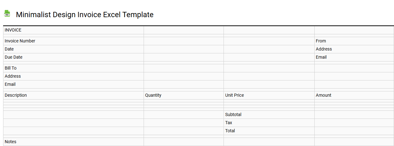 Minimalist design invoice Excel template