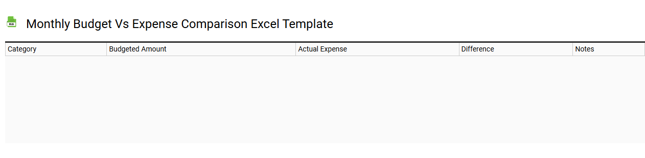 Monthly budget vs expense comparison Excel template