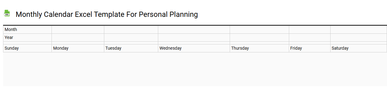 Monthly calendar Excel template for personal planning