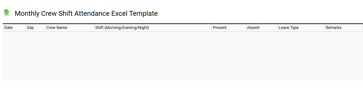 Monthly crew shift attendance Excel template