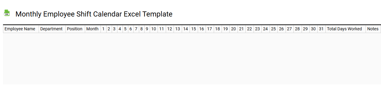 Monthly employee shift calendar Excel template