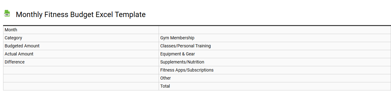 Monthly fitness budget Excel template