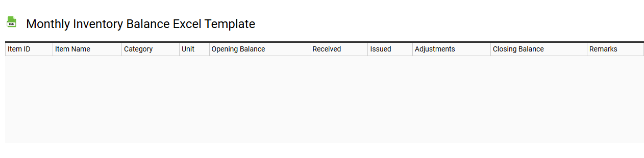 Monthly inventory balance Excel template