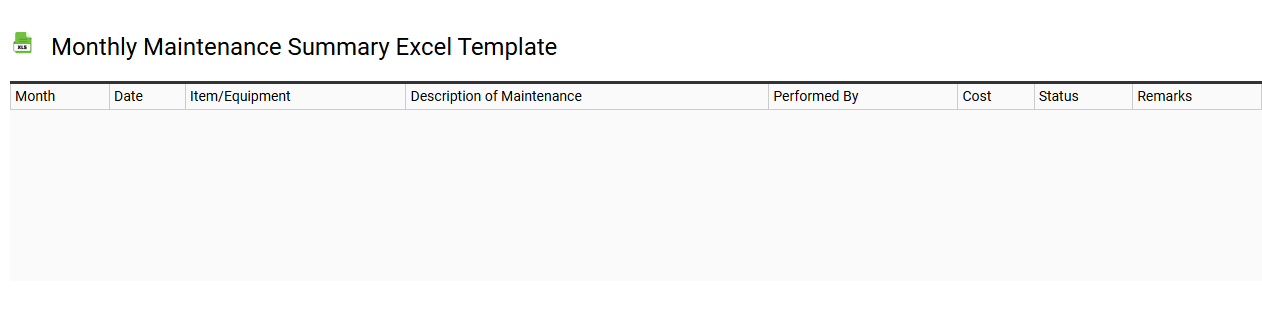 Monthly maintenance summary Excel template
