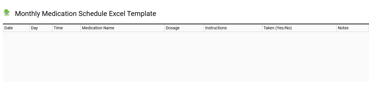 Monthly medication schedule Excel template