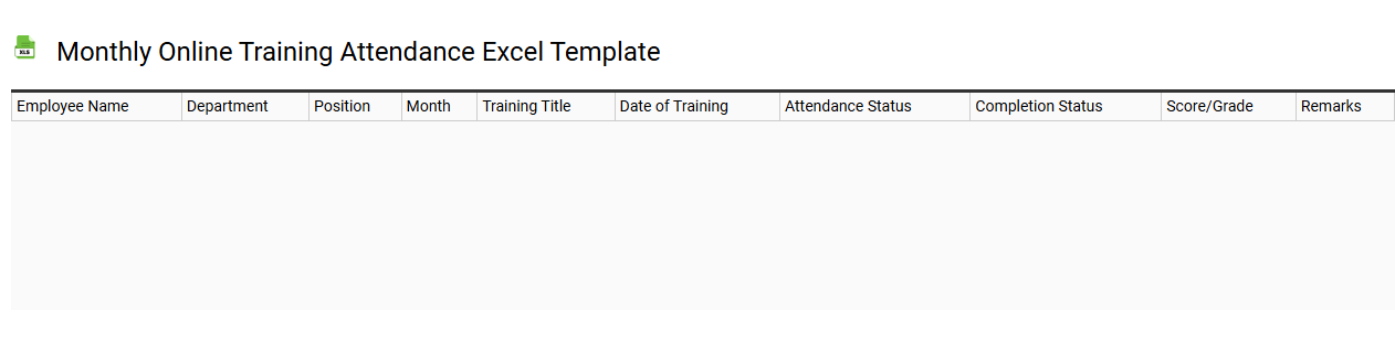 Monthly online training attendance Excel template