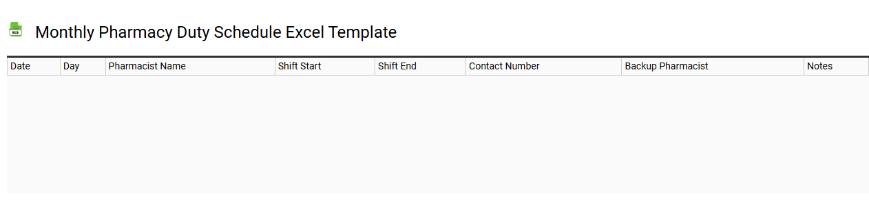 Monthly pharmacy duty schedule Excel template