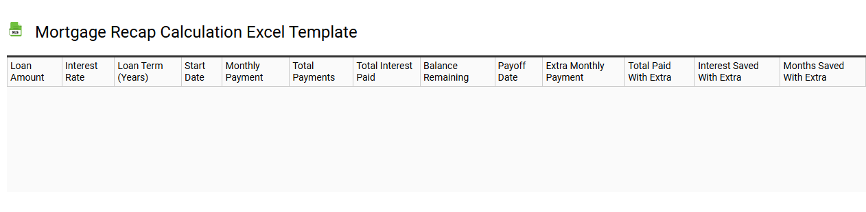 Mortgage recap calculation Excel template