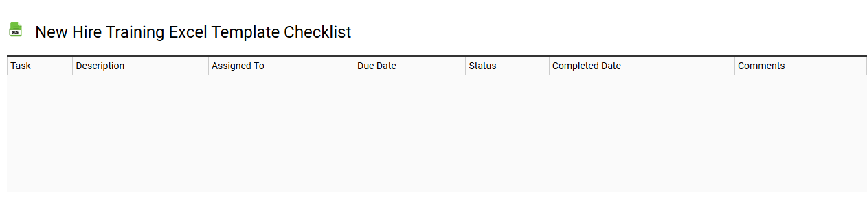 New hire training Excel template checklist