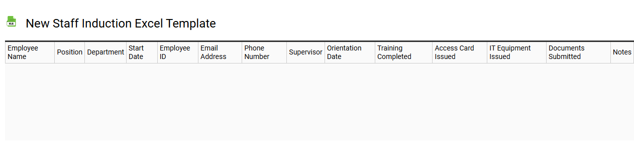 New staff induction Excel template