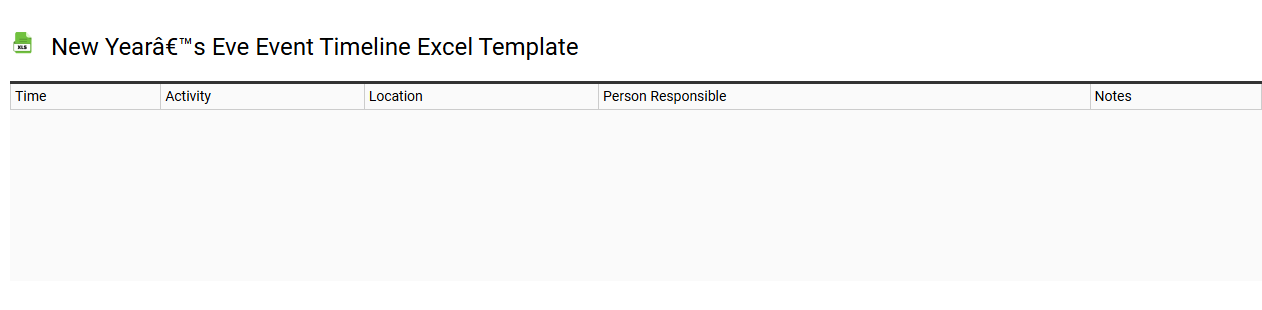 New Year’s Eve event timeline Excel template