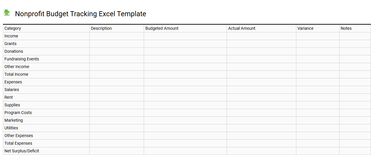 Nonprofit budget tracking Excel template