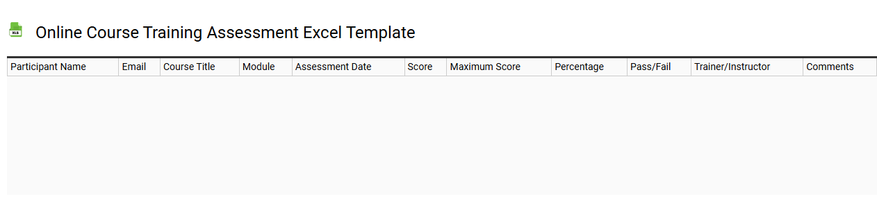 Online course training assessment Excel template