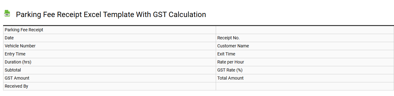 Parking fee receipt Excel template with GST calculation