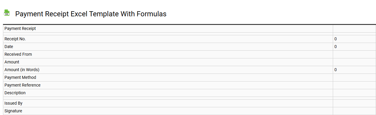 Payment receipt Excel template with formulas