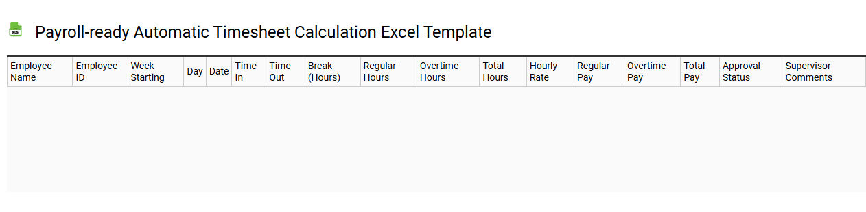 Payroll-ready automatic timesheet calculation Excel template