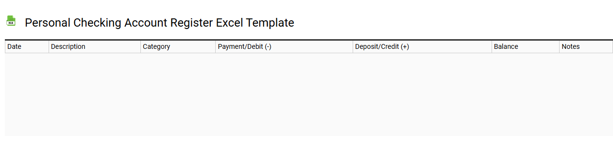 Personal checking account register Excel template