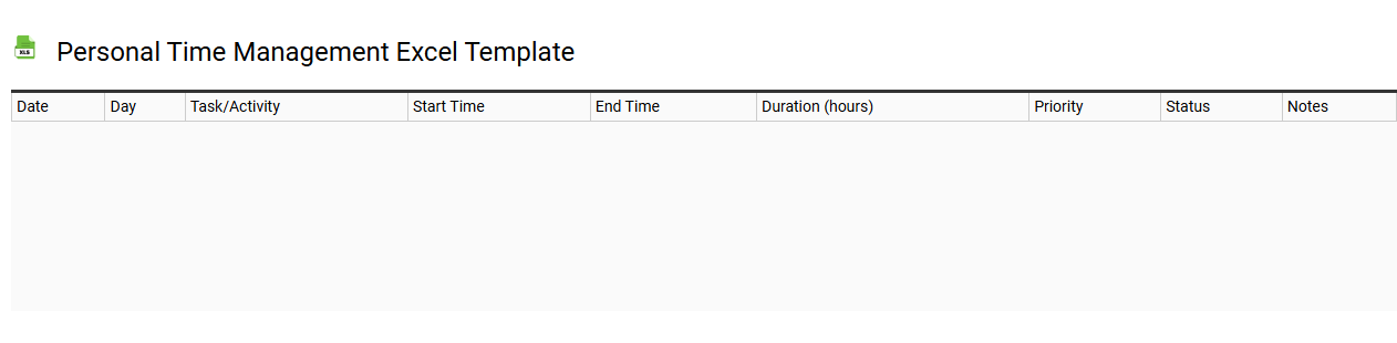Personal time management Excel template
