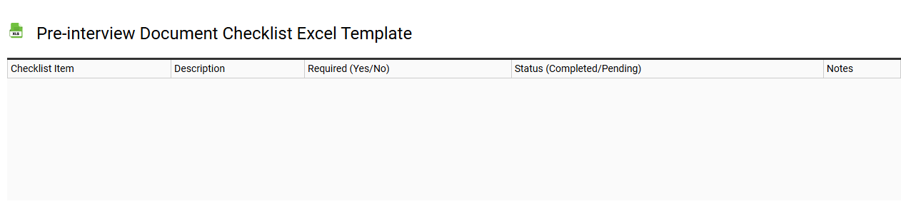 Pre-interview document checklist Excel template