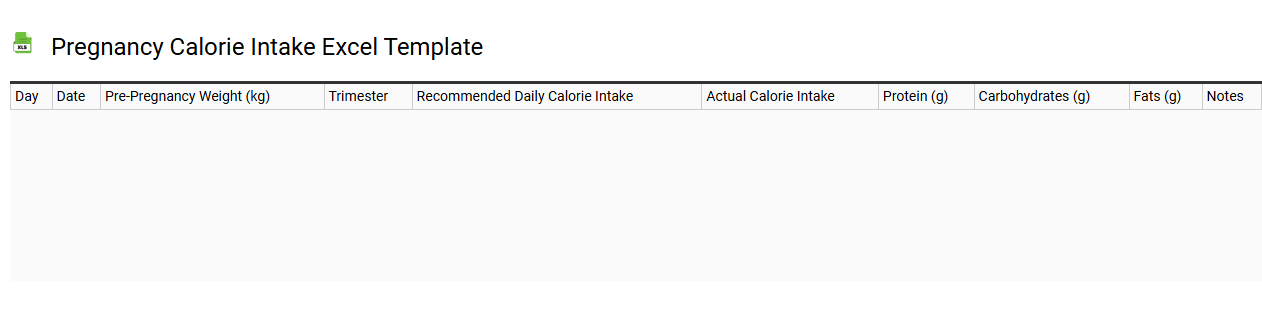 Pregnancy calorie intake Excel template