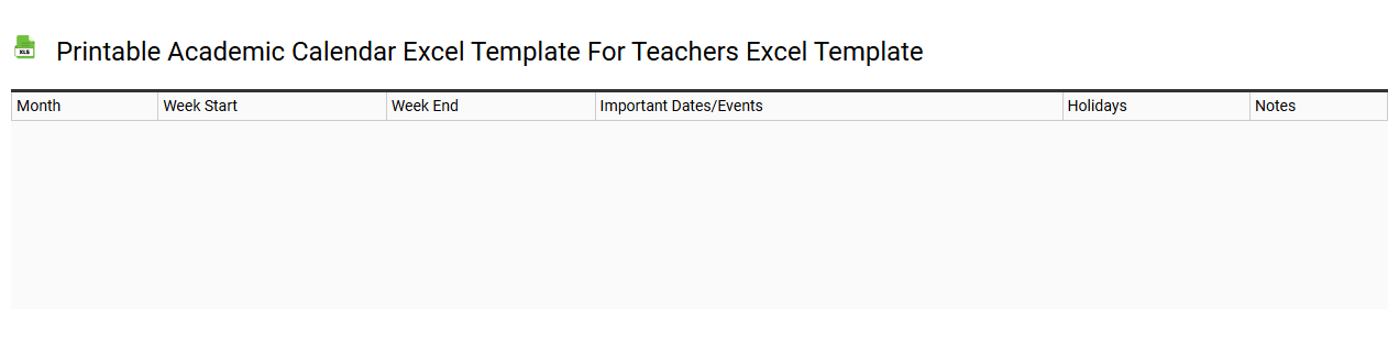 Printable academic calendar Excel template for teachers Excel template