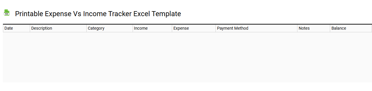 Printable expense vs income tracker Excel template