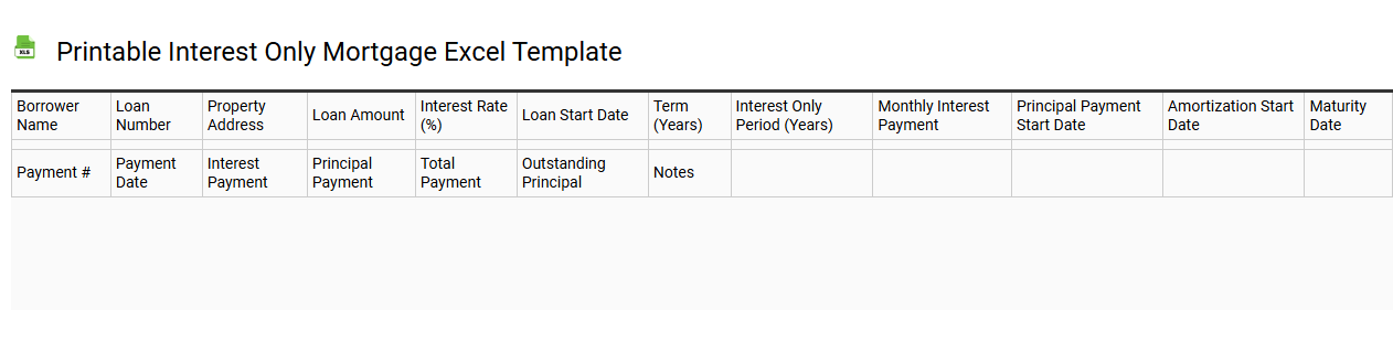 Printable interest only mortgage Excel template
