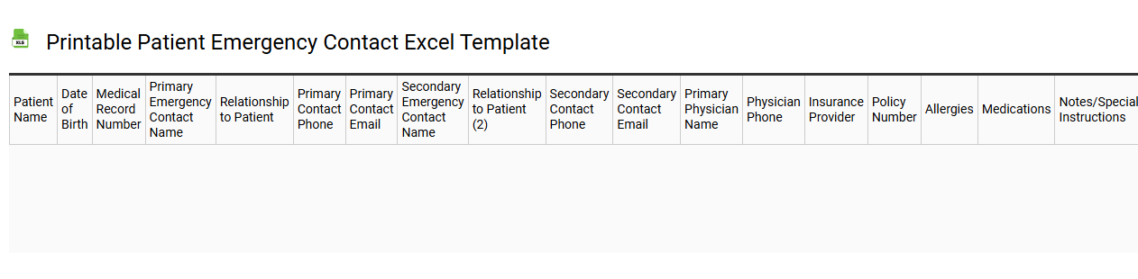 Printable patient emergency contact Excel template