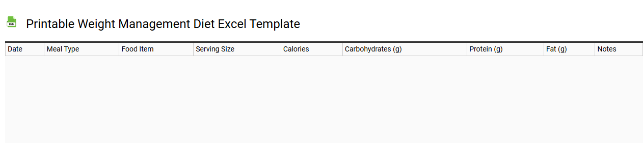 Printable weight management diet Excel template