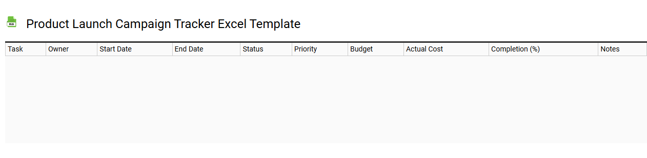Product launch campaign tracker Excel template