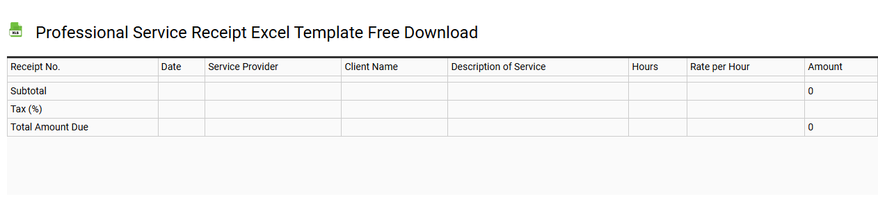 Professional service receipt Excel template free download