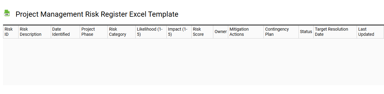 Project management risk register Excel template