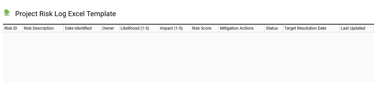 Project risk log Excel template