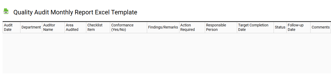 Quality audit monthly report Excel template